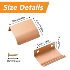 MOROBOR Finger Edge Pull, 8 PCS Concealed Handle Modern Style Drawer Handle, Aluminum Alloy Invisible Handle Wardrobe Handle for Cabinet Hardware Drawer, 50 mm/Rose Gold