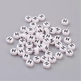 Handicraft Emporium Flat Round Alphabet Acrylic Beads | 20g | H