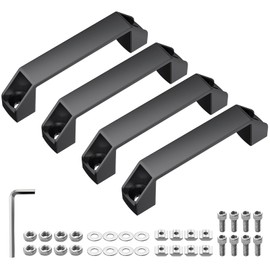 JiGiU Set of 4 Black Aluminium Alloy Handle with T-Nut Screws Washer Wrench Hand Handle for 30 Series Aluminium Profile (Hole Spacing: 120 mm)