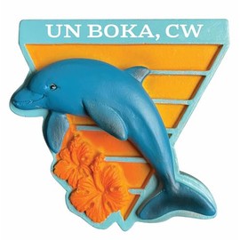 Un Boka Curaçao Beach Souvenir Hand Painted Resin Dolphin Refrigerator Magnet Single