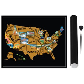 Gunjovi Scratch Off Map Of United States, USA State Scratch Sticker, Travel Map Gift Adventure Wall Poster For Kids Adults (States)