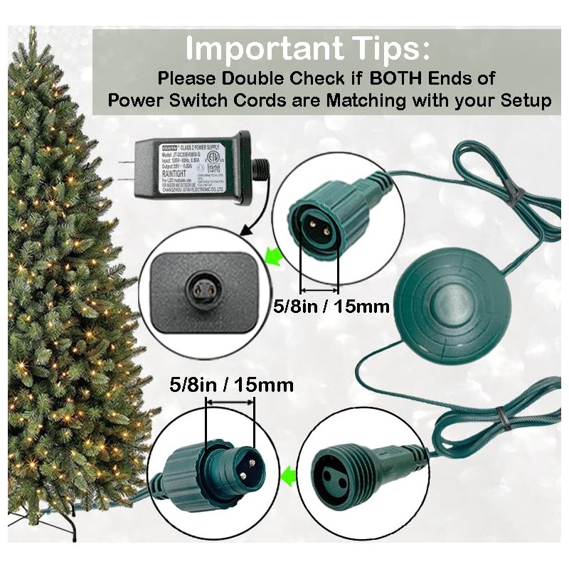 Power Cord 6Ft with On/Off Foot Switch for Christmas Tree