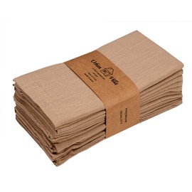 Urban Villa Harvest Dinner Napkins Solid Slub Set of 12 Taupe Color Dinner Napkins Over Sized 20X20 in Cloth Napkins 100% Cotton Cloth Napkins Premium Quality with Mitered Corners Soft Dinner Napkins