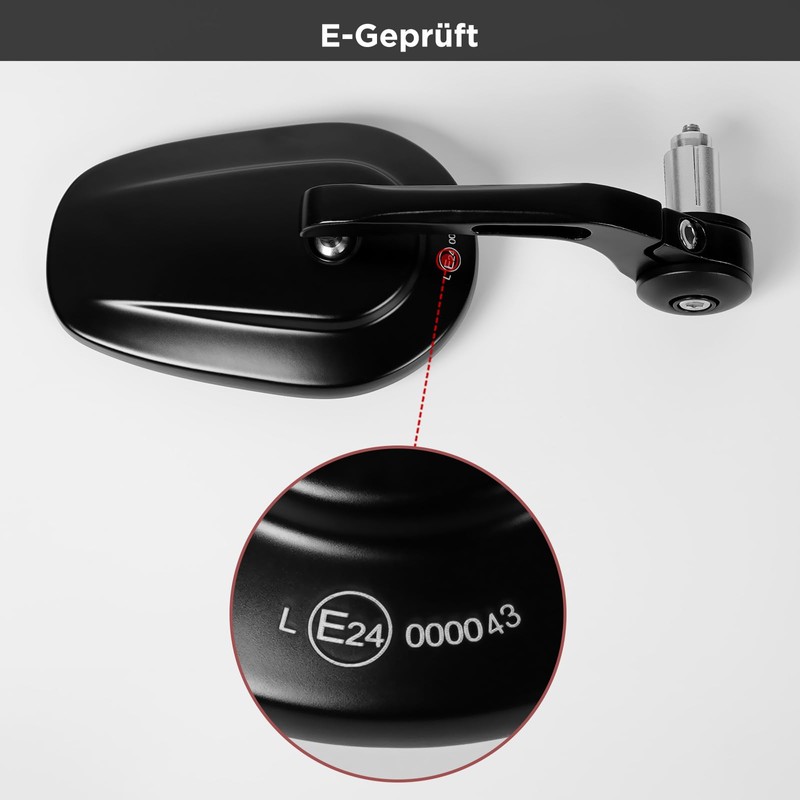 evermotor Universal Motorrad Rückspiegel, Lenkerendenspiegel E geprüft, 360°Drehbar Motorrad Spiegel,