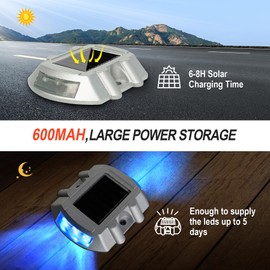 ELLUMIN Solar Deck Lights Driveway Dock Lights 12 Pack, Outdoor LED Solar Powered Waterproof Warning Step Lights for Driveway Sidewalk Pathway Yard Garden(12 Pack, Blue)