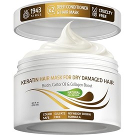 Vitamins Keratin Hair Mask Deep Conditioner - Thin Fine Hair Keratin Argan Silk Hydrating Complex to Repair Dry Damaged Hair and Scalp