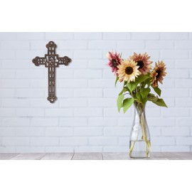 Ardour 10 Inch Antique Bronze Wall Cross for Home Decor.Metal Hanging Decorative Crosses Wall Decor.Cross for Wall of Crosses,Religious Home Decor - Family