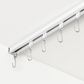 FELIDESIGN Curtain Track, Ceiling Curtain Track for Room Divider, Ceiling Mount Rail Set with Roller Hooks, White, 3ft - 6ft