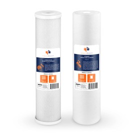 Aquaboon 5 Micron 20 x 4.5 Water Filter Cartridges Set of 2, Whole House Water Filter Replacements for 2-Stage Sediment & Chlorine, Odors Reduction