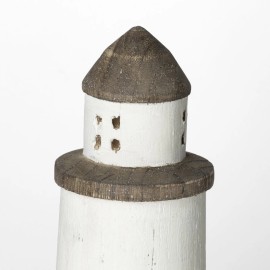 HomeRoots White Petite Rustic Wooden Lighthouse