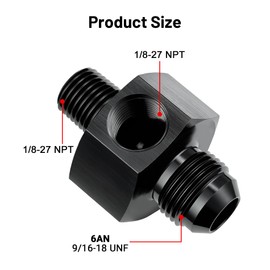EVIL ENERGY 6AN to 1/8 NPT with 1/8 NPT Gauge Port Fuel Pressure Take Off Fitting Adapter Aluminum