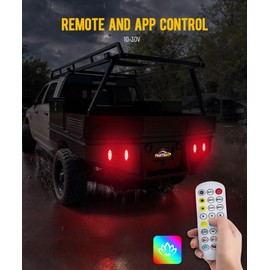 Partsam 4Pcs 6 Inch RGB Oval LED Trailer Light Kit Stop Turn Tail Brake Running Lights, Clear Lens 12 LEDs with Wire Harness Remote and APP Control, for Flatbed Truck RV, 10-30V