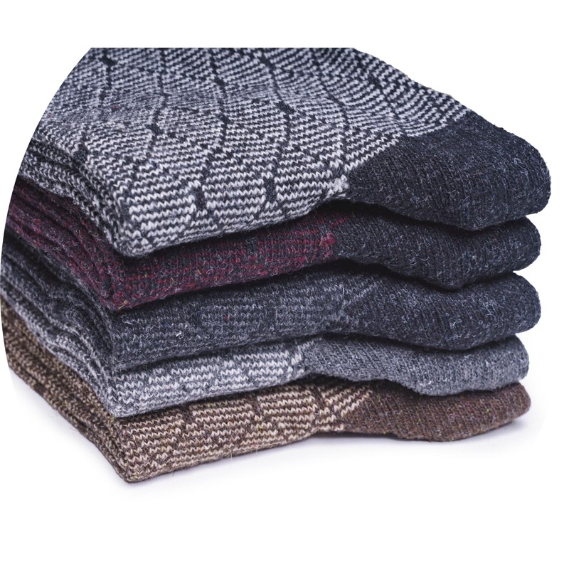 Tafluxe 5 Pairs Lambswool Thermal Socks for Men - Soft,