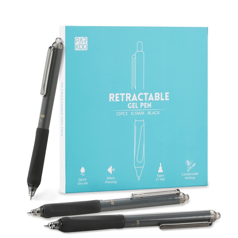 ParKoo Gel Pens Quick Dry Ink Fine Point 0.5mm, Retractable