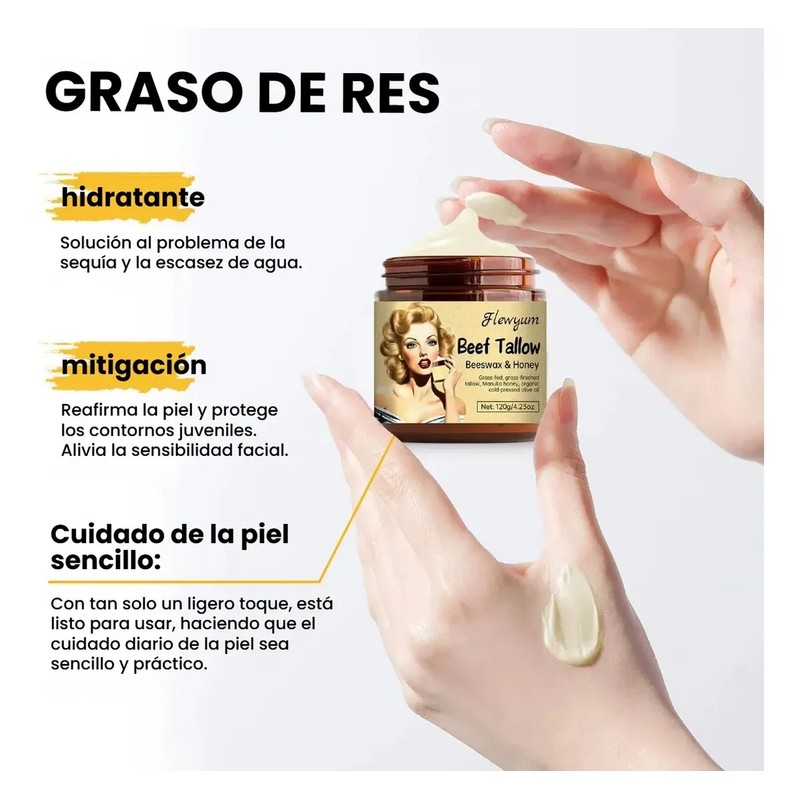 Crema De Sebo De Res Con Balsamode Miel Bálsamo 3pzs