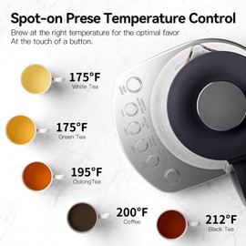 olayks. Electric Kettle With Infuser, 1.5L Hot Tea Maker With Temperature Control, 1200W Fast heating for Pour Over Coffee, Brew Tea, Boil Hot Water, BPA-Free, Easy to Clean G888B