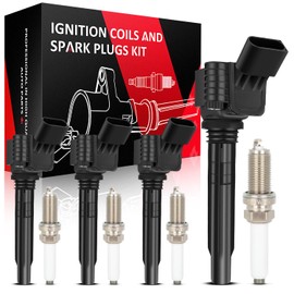 SCITOO Ignition Coil Coils & Iridium Spark Plugs fit for A4 Q5 2014-2020 l4 2.0L 1.8L UF765 4 ignition coils for 4 iridium Spark Plugs