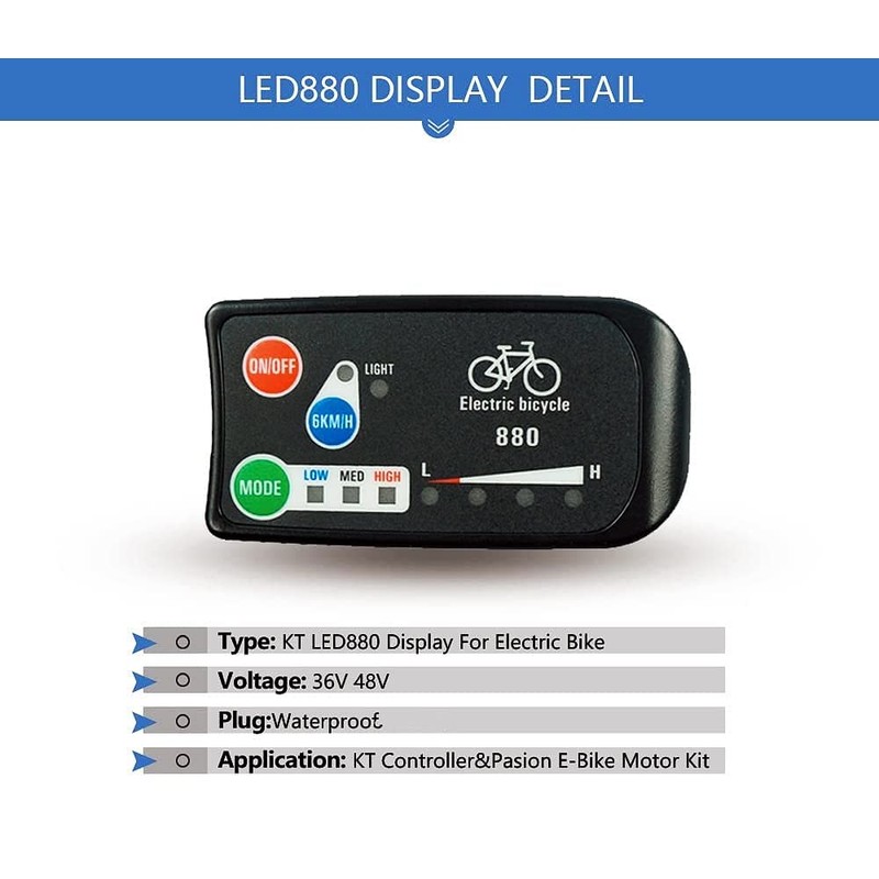 Electric Bicycle Display, 36V 48V E-Bike Intelligent Control Panel Display,