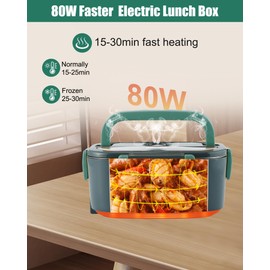 Buddew Electric Lunch Box for Adults, 80W Heated Lunch Box with Dual 1.5L Stainless Steel Portable Food Warmer,12/24/110V Lonchera Electrica Portatil for Travel&Work, Loncheras para Hombres de Trabajo