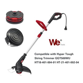 WETOOLPLUS 5 Pack 0.065'' Replacement Trimmer Spools & Cap Cover for Hyper Tough Weed Eater String Trimmer Compatible with GGT500WU 4.6 Amp Electric String Trimmer HT18-401-004-01 HT-21-401-002-04