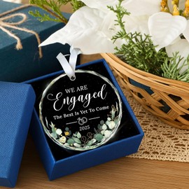 Engagement Gifts for Couples - Engagement Gifts for Newly Engaged Couples, Bride to Be, Women, Fiance, Her - Just Engaged Gift, First Christmas Ornament 2025 Party Decoration - Glass Ornament