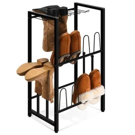 GADFISH Free Standing Shoe Racks, Vertical Boot Rack, Black Metal Boot Storage Organizer Tall Boots Organizer for Closet, Entryway, Shoe Rack for Boots, Sneakers, Fit 8 Pairs