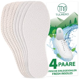 TULMERO Barefoot Soles for Fresh Feet, 4 Pairs of Insoles for Sweaty Feet, Perforated Insoles Against Foot Odour, Size 36