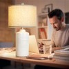 JUNNAI White Ceramic Table Lamp with Beige Shade: 3-Way Dimmable