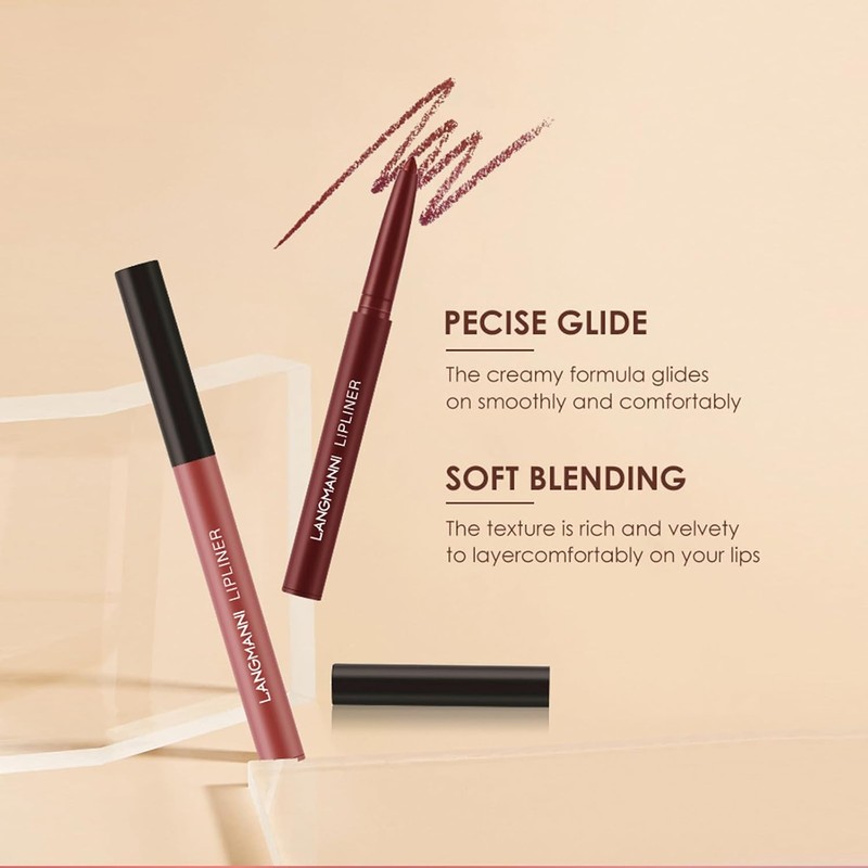 Set EnMart de 12 Labiales Líquidos Mate y Delineadores: Larga