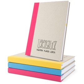 LEBENSBLICK Undated Life Planner - Journal, Annual Calendar and Notebook for Life Coaching, Mindset and Your Personality Development - A5 (New: Hardcover Pink)