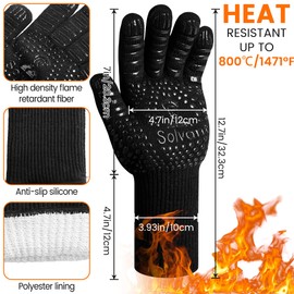 Barbecue Gloves Heat Resistant up to 800°C, Grill Accessories, Can be Used on Heat Resistant Oven Gloves, Fireproof Gloves, BBQ Gloves, Kitchen Gloves, Baking Gloves, Oven Gloves
