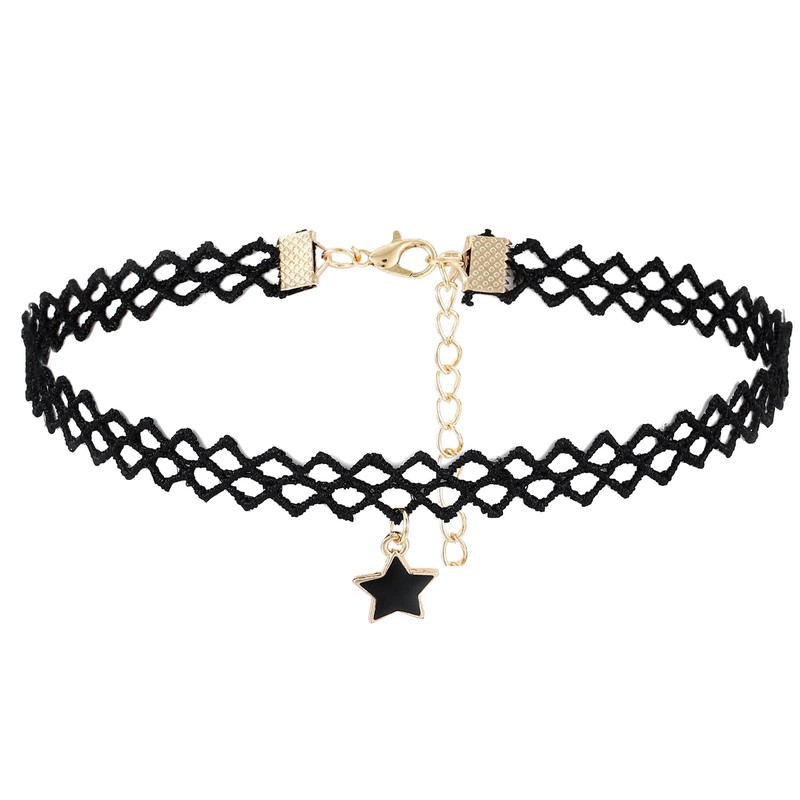 Olbye Elastic Choker Star Necklace Black Tattoo Choker Necklaces for
