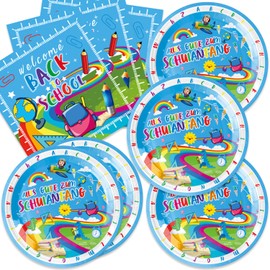 40Pcs Welcome Back Decorations Teacher Appreciation Tags Blue First Day of School Paper Plates and Napkins Party Supplies Serve 20 Back to School Decorations