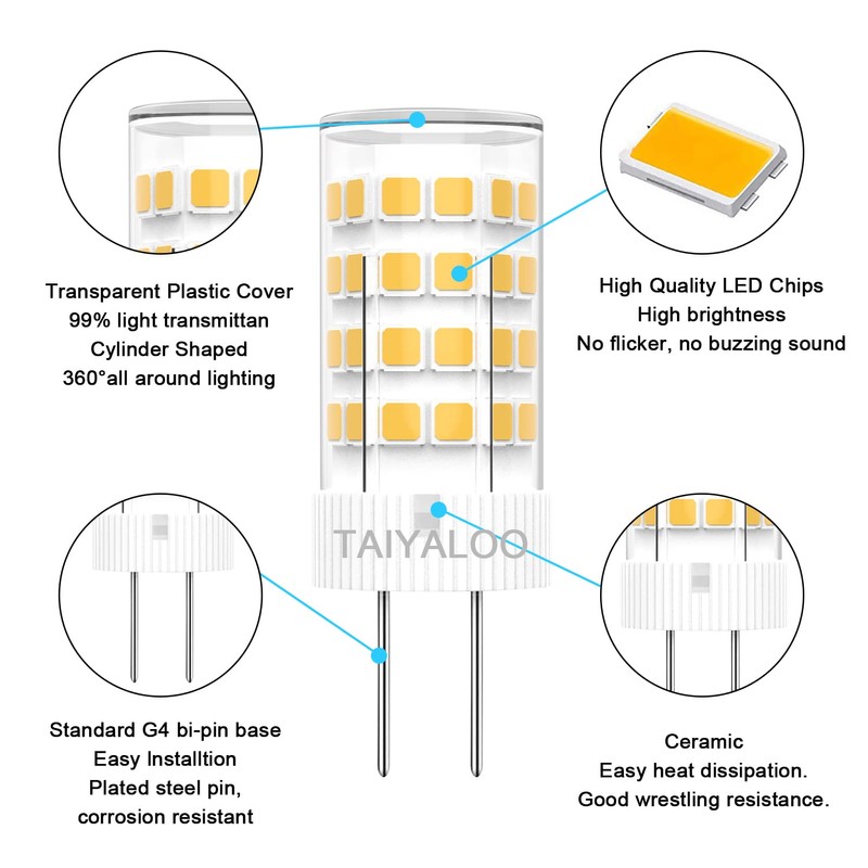 TAIYALOO G4 LED Bulbs 5W T3 40W Halogen Replacement 12V
