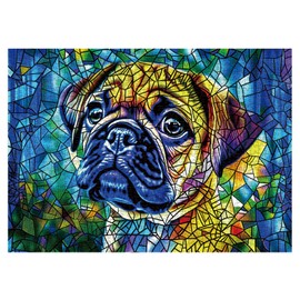 Stained Glass Dog Puzzles for Adults 1000 Pieces, Art Animal Colorful Bulldog Jigsaw Puzzles, Hard Challenging Painting Puzzle