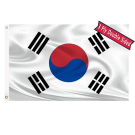South Korea Flag 3x5 Double Sided S Korean National Flag Three Layer 240D Polyester Fiber Bright Color with Durable Canvas Header and 2 Non Fading Brass Grommets
