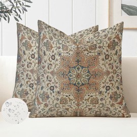 Miuyunya Set of 2 Boho Cushion Covers, 45 x 45 cm, Waterproof Sofa Cushion, Outdoor Cushion Cover, Polyester, Waterproof, Decorative Cushion, Ethnic Indian Cushion Cover, Abstract Decorative Cushion