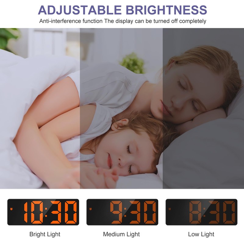 OQIMAX Digital Alarm Clock, Digital Alarm Clock with Large Numbers