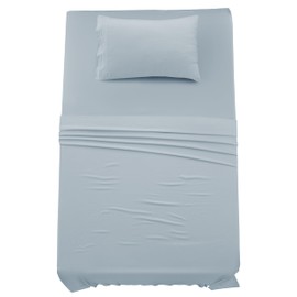 LUX Décor Twin Sheet Set - 3 Piece Ultra-Soft Microfiber Bed Sheets with Flat Sheet, 16 Inches Deep Pocket Fitted Sheet & Pillowcase, Cooling & Breathable, Hotel Luxury, Oeko-TEX - Ice Blue