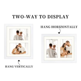 AVEAX 8x10 (20x25 cm) Photo Frame Display Double 4x6 Frames Multiple Photos, White