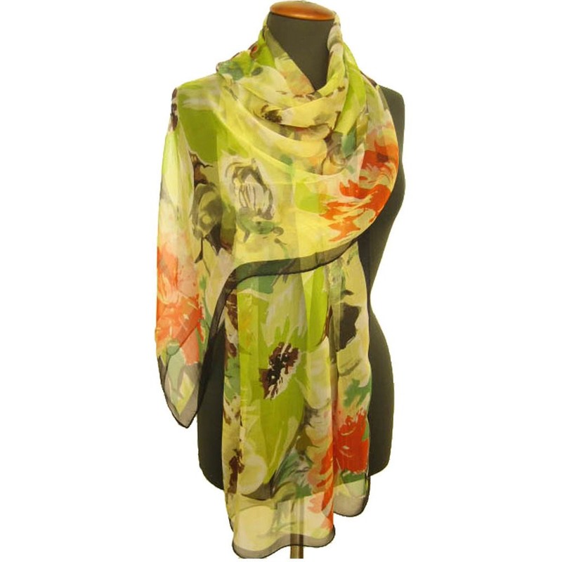 nella-mode Beautiful Silk Scarf in Floral Design 100% Silk Approx.