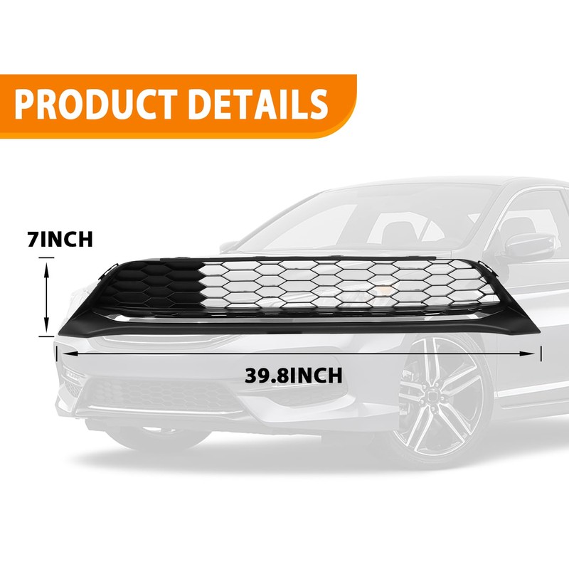 YLT AUTO Front Bumper Lower Mesh Grill Grille W/Chrome Trim