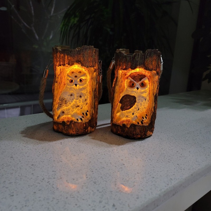 Solar Lights Outdoor Owl Fox in Stump LED Garden Lamp