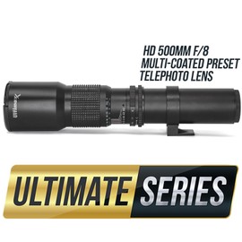 Ultimaxx 500mm (1000mm w/ 2X Converter) Telephoto Zoom Lens Plus Accessory Kit; Includes: 2X LPE6 Batteries and More Designed Specifically for Canon EOS R and RP Mirrrorless Cameras