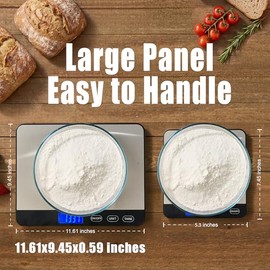 Food Scale 44lb/20kg, Extra-Large Platform Digital Kitchen Scale, 1g/0.1oz High Precision, Stainless Steel/Tempered Glass, Weight Grams and oz for Coo