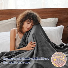 PHF No Shed No Pilling Fleece Blanket Twin Size -Ultra Soft Lightweight & Cozy Bed Blanket, Plush Anti-Stati Microfiber, Room Home Decor Gifts for Women and Men, 1 Piece, 66" x 90", Dark Grey