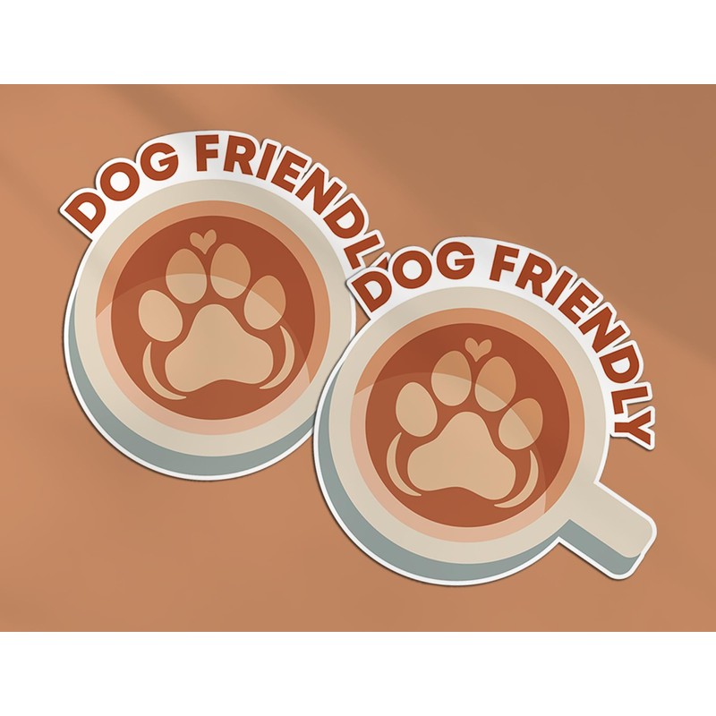 2 x 15cm Dog Friendly Static Vinyl Stickers - Cafe