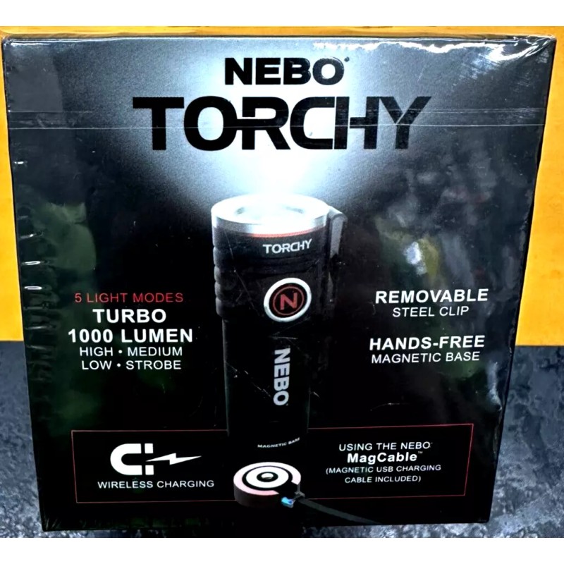 NEBO Torchy 1000 Lumen Rechargeable Pocket Flashlight W/ Belt Clip