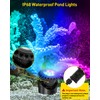 T-SUN Colored Pond Lights, Bright LED Underwater Pond Light Submersible