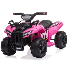 Kids Ride on ATV, 6V Battery Powered Kids Electric Vehicle, 4 Wheeler Quad w/Headlights, MP3, USB, Volume Control, Large Seat, Electric Ride on Toys Best Gifts for 18-36 Months Boys Girls Girls (Pink)